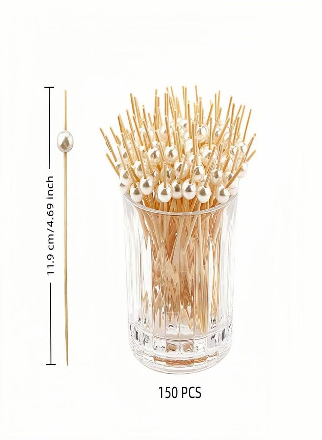 RyanDesign 4.7" White Pearl Bamboo Cocktail Toothpicks - 150 Count, Eco-Friendly Appetizer Picks for Drinks, Snacks & Party Decor (Grip-Enhanced, Non-Slip) (White) - Image 4